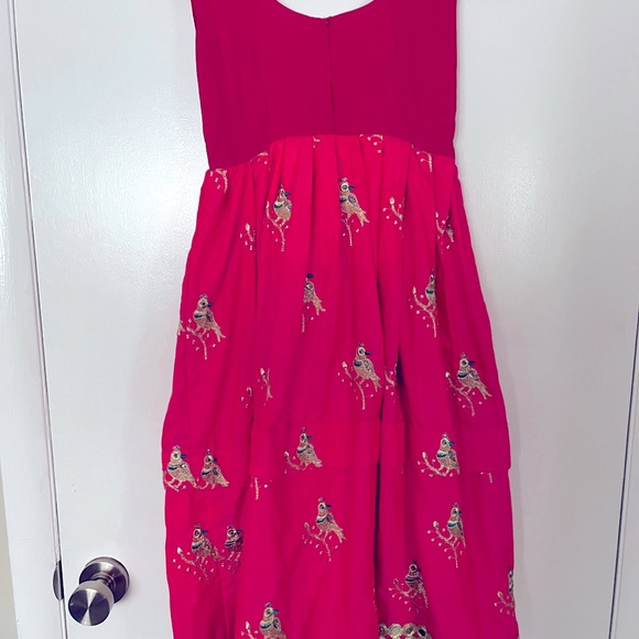 Handmade Fuschia Dress w/ Gold Embroidery - Picture 2 of 6